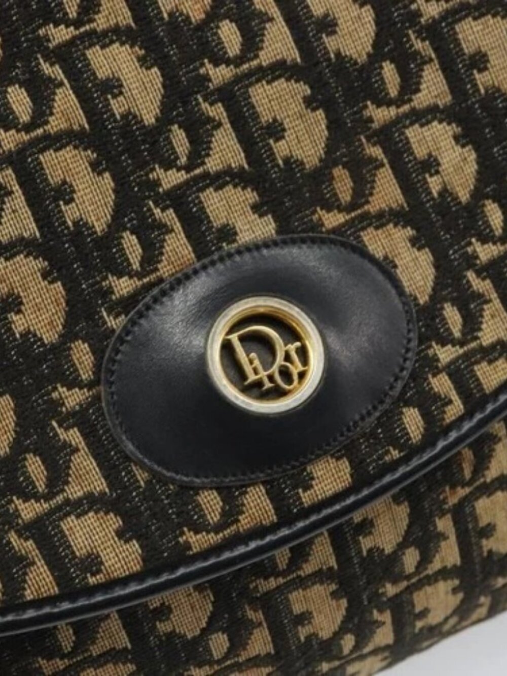 Christian Dior Trotter Canvas Shoulder Bag Navy Gold Auth 168551 - Picture 10 of 16